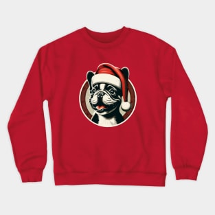 Cheerful Pug in Santa Hat: Christmas Pug Tee Crewneck Sweatshirt